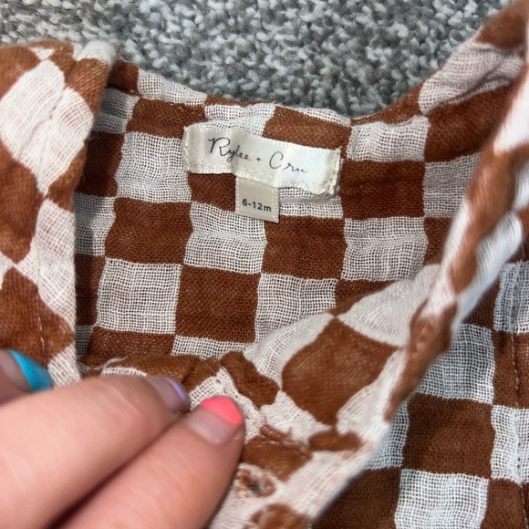 Rylee + Cru - Linen Jumpsuit - Camel Checkered Toddler Jumpsuit - Picture 11 of 13